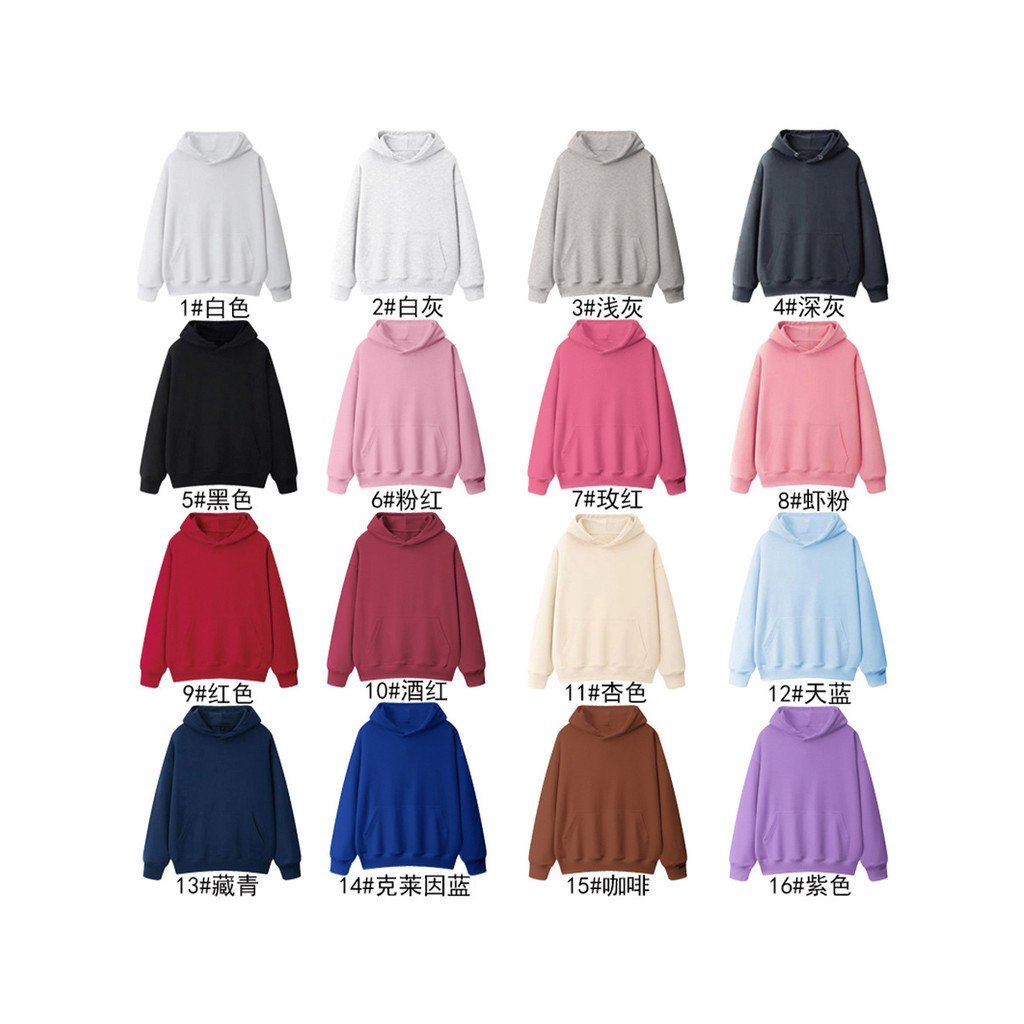 Cross-Border outono inverno forro de lã cor sólida moletom com capuz feminino 18 cores opcional estilo básico versão cor