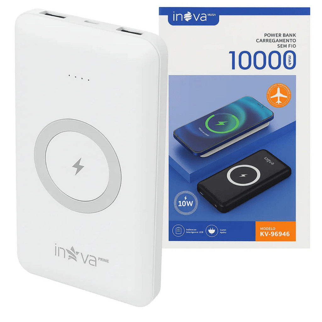 Carregador portátil powerbank indução 10000mah wireless charger sem fio original basike