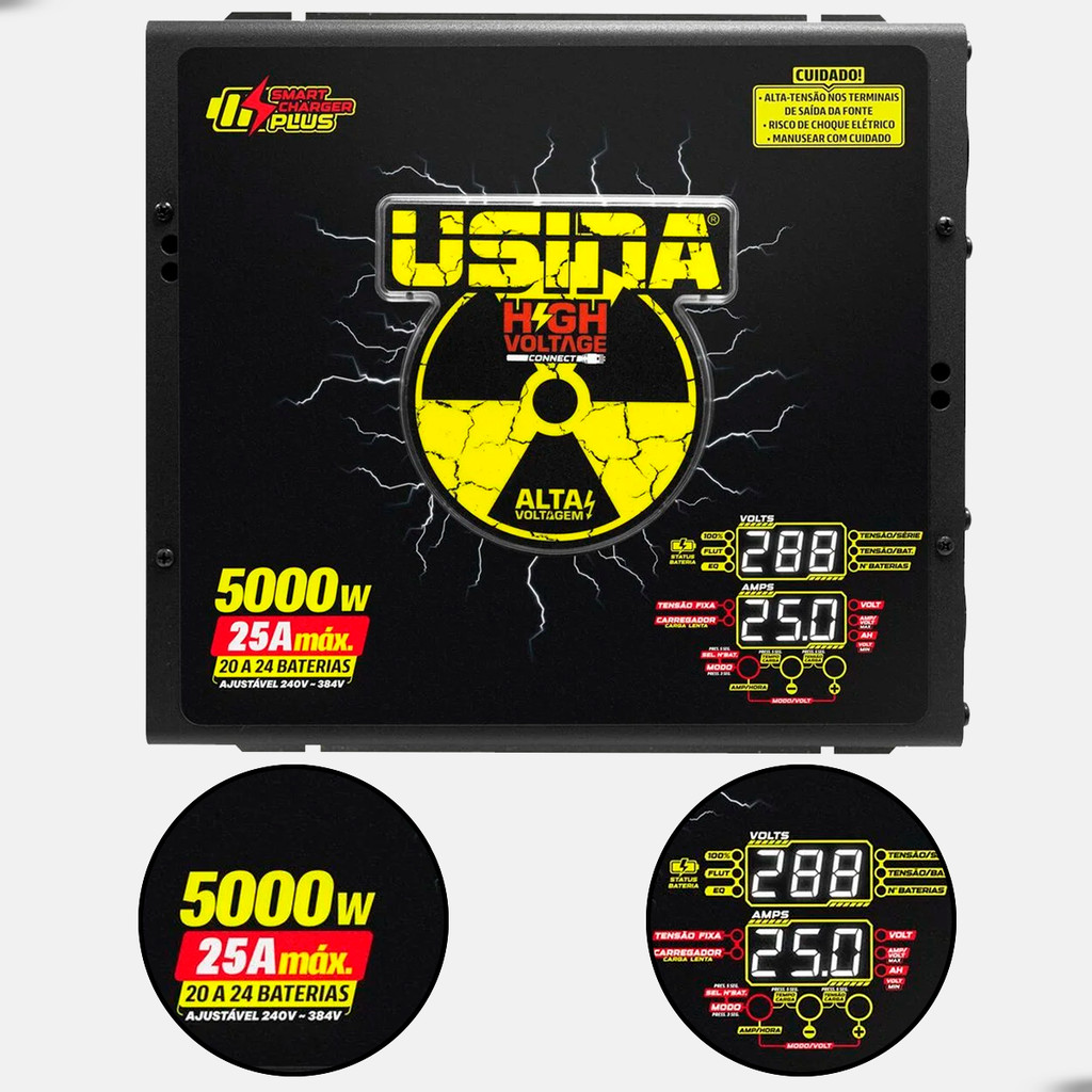 Fonte Spark Alta Tensão 5000W 25A Saída Ajustável 240 a 384V Controle Inteligente