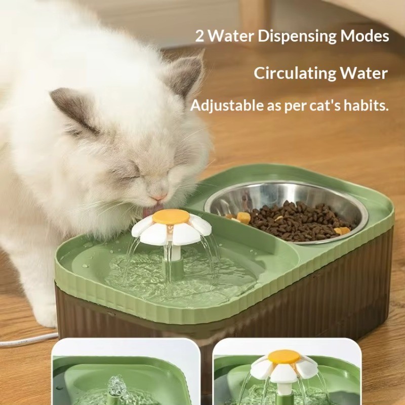 Automatic Cat and Dog Feeder + 2-in-1 Food Bowl Silent Water Fountain