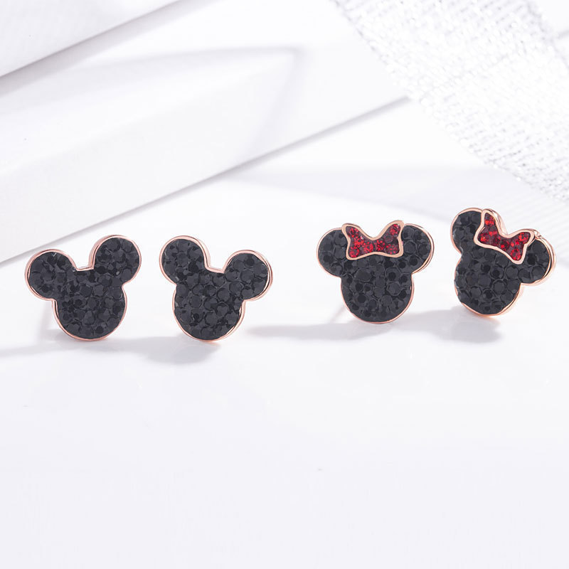 2026 Novo Produto Requintado Full Diamond Mouse Mickey Minnie Earnail Feminino