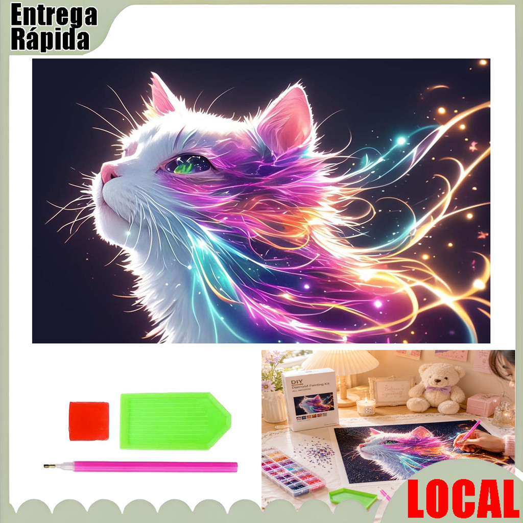 God Cat 5D Full Diamond Pintura DIY Conjunto Feito à Mão Decoração de Sala de Estar Conjunto Completo Kit de Ferramentas