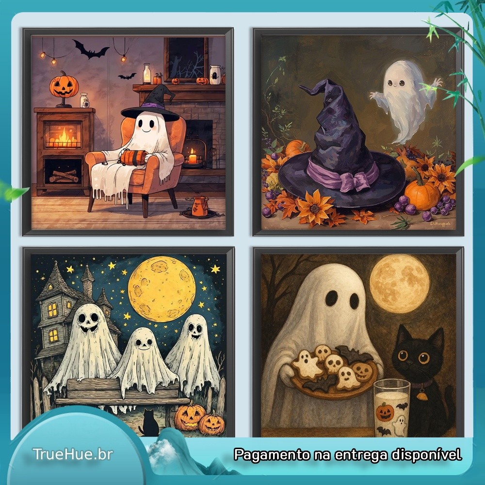 Halloween Ghosts 5D DIY Full Square Broca Diamond Art Kit Para Adultos Iniciantes Decoração De Casa 35x35cm