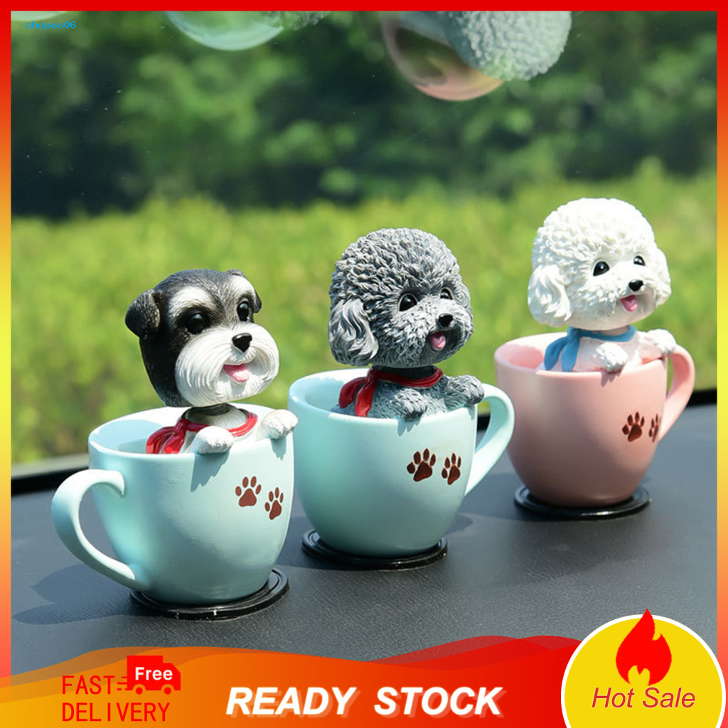 Shaking Head Dog Car Ornament Heat Resistant Anti-slip Mat Cup Air Freshener Resin Teddy Schnauzer Dashboard for Southea