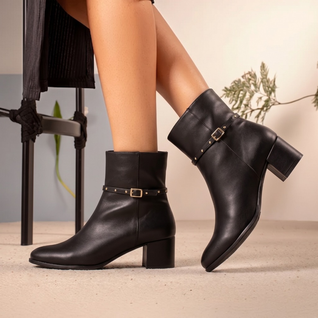 Bota Feminina Cano Curto Bico Round Toe Estilo Moda 34 ao 39 Promoção