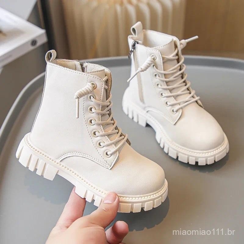 Girl's Ankle Boot Black School Versatile Children Thick Bottom Boots Fashion Causal Kids Short Boots Round-toe Zipper