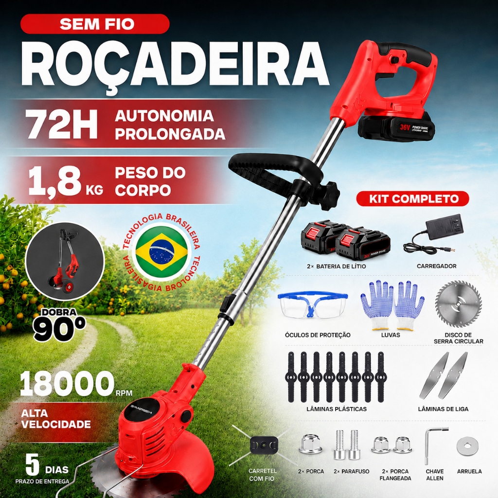 STARMEGA Battery-Powered Electric Grass Trimmer 36V for Cutting Grass and Weeds,110-220V