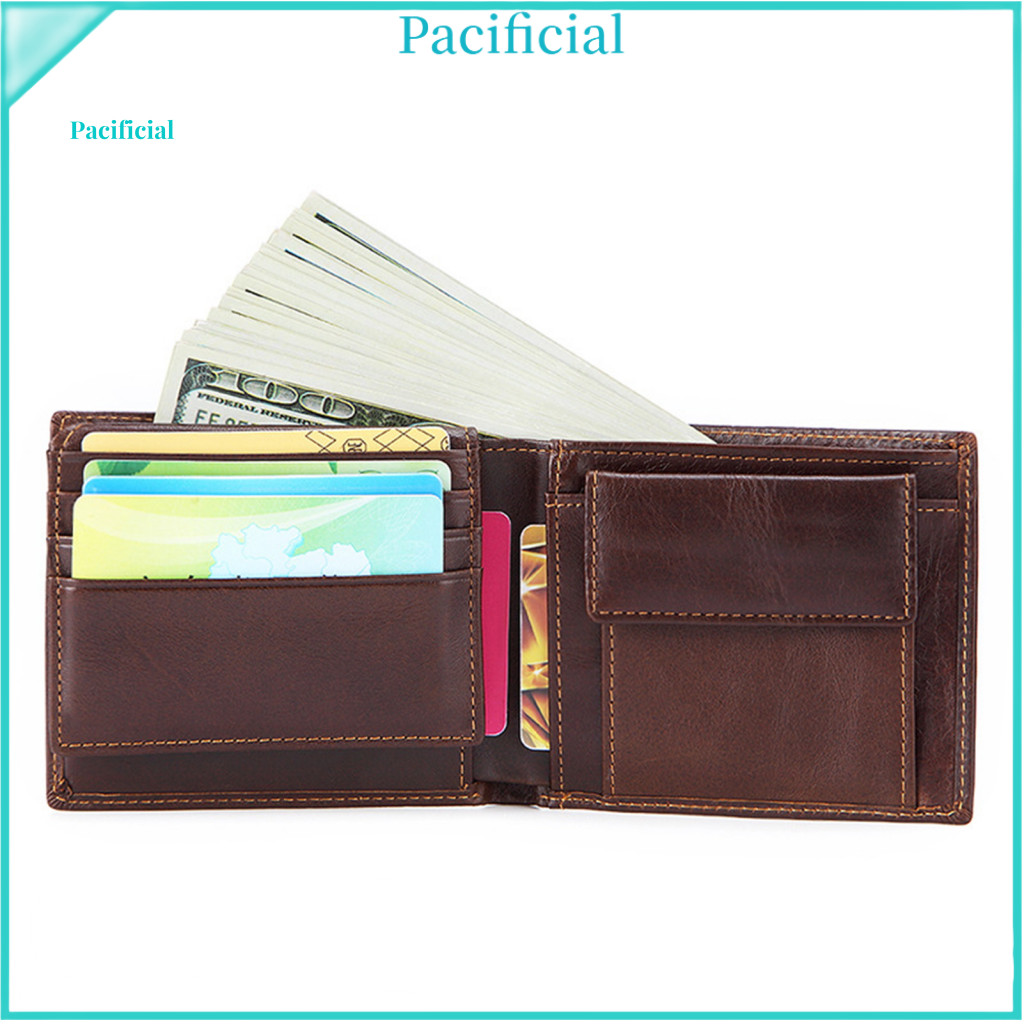 Men Wallet with Coin Pocket Anti-theft Rfid Blocking Men’s Vintage Faux Leather Bi-fold Id Window Credit Card for Trav