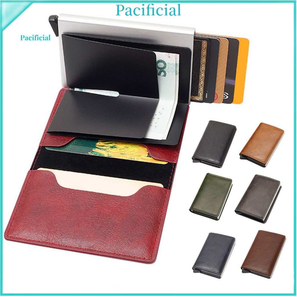 Durable Card Holder Men Slim Rfid Blocking Tri-fold Faux Leather Wallet for Women – Minimalist Front Pocket Anti-theft