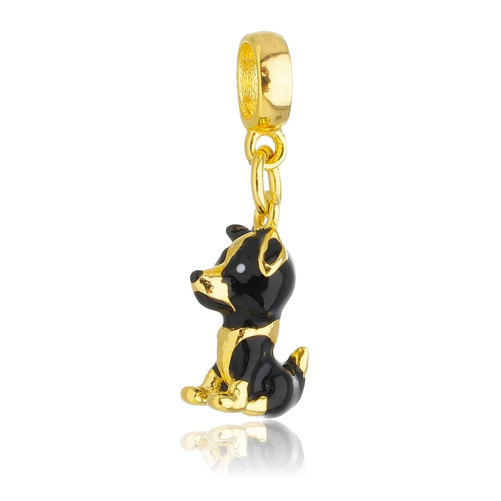 Berloque Cachorro Border Collie Banhado a Ouro 18k