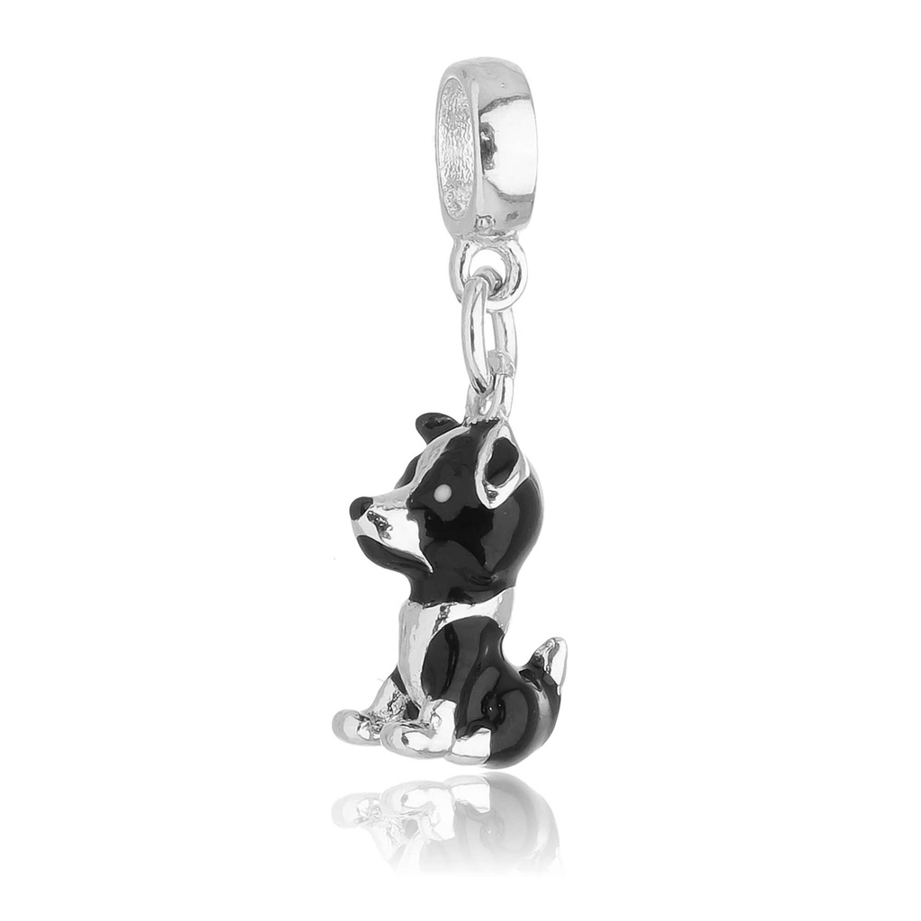 Berloque Cachorro Border Collie Banhado a Prata 925