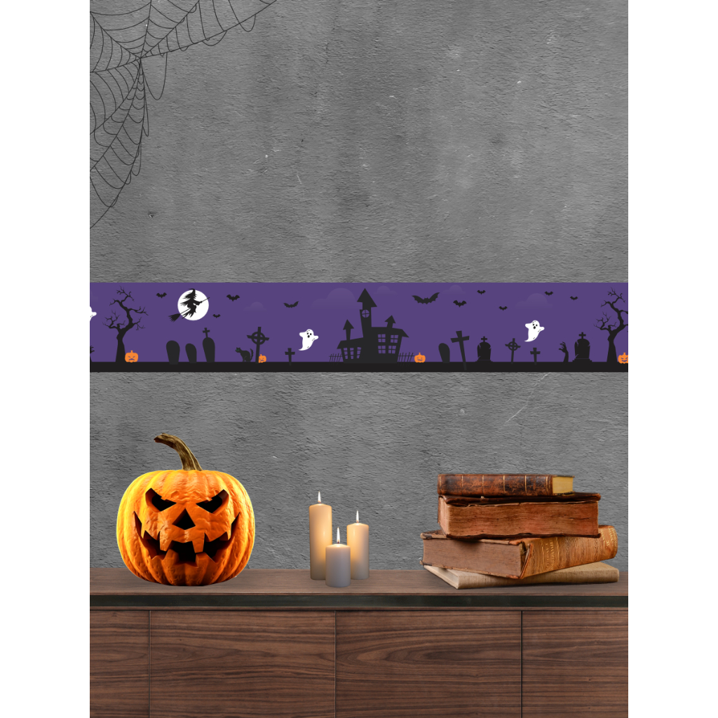 Kit com 2 Faixas Papel de Parede Border Faixa Adesiva Decoração - HALLOWEEN 040X