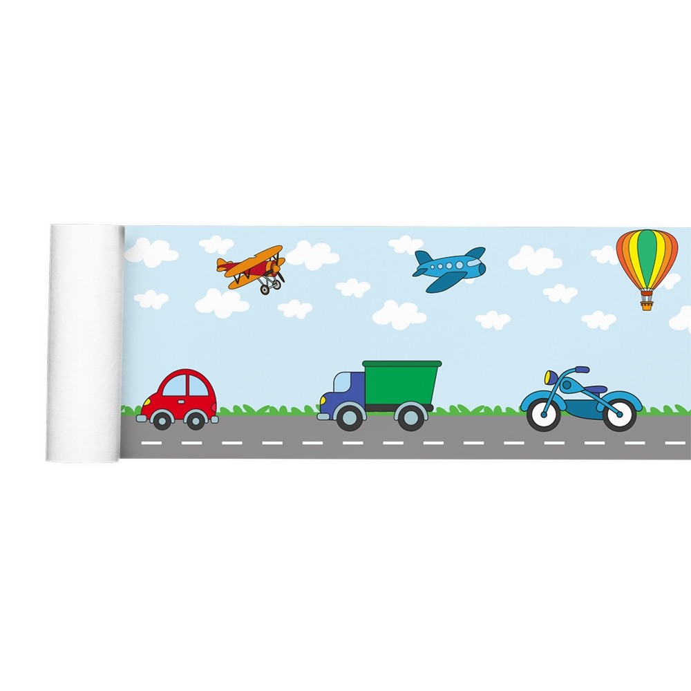 Faixa Adesiva Decorativa Border Carrinhos Quarto Menino Infantil 004bd