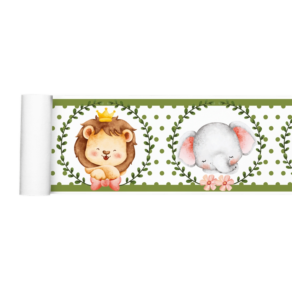Faixa Adesiva Decorativa Border Safari Zoo Aquarela Infantil Quarto Menino Menina 013bd