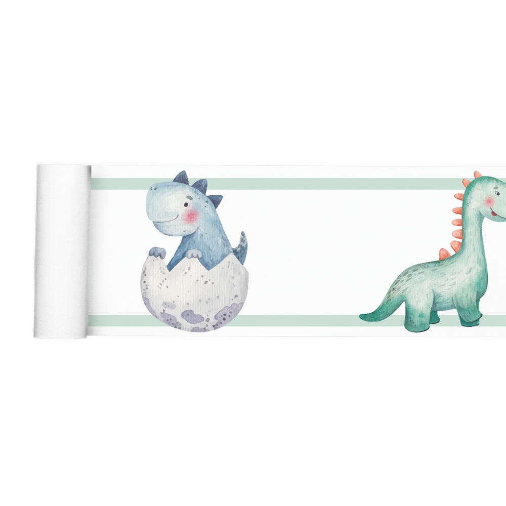 Faixa Adesiva Decorativa Border Dinossauro Aquarela Quarto Menino Menina Infantil 011bd
