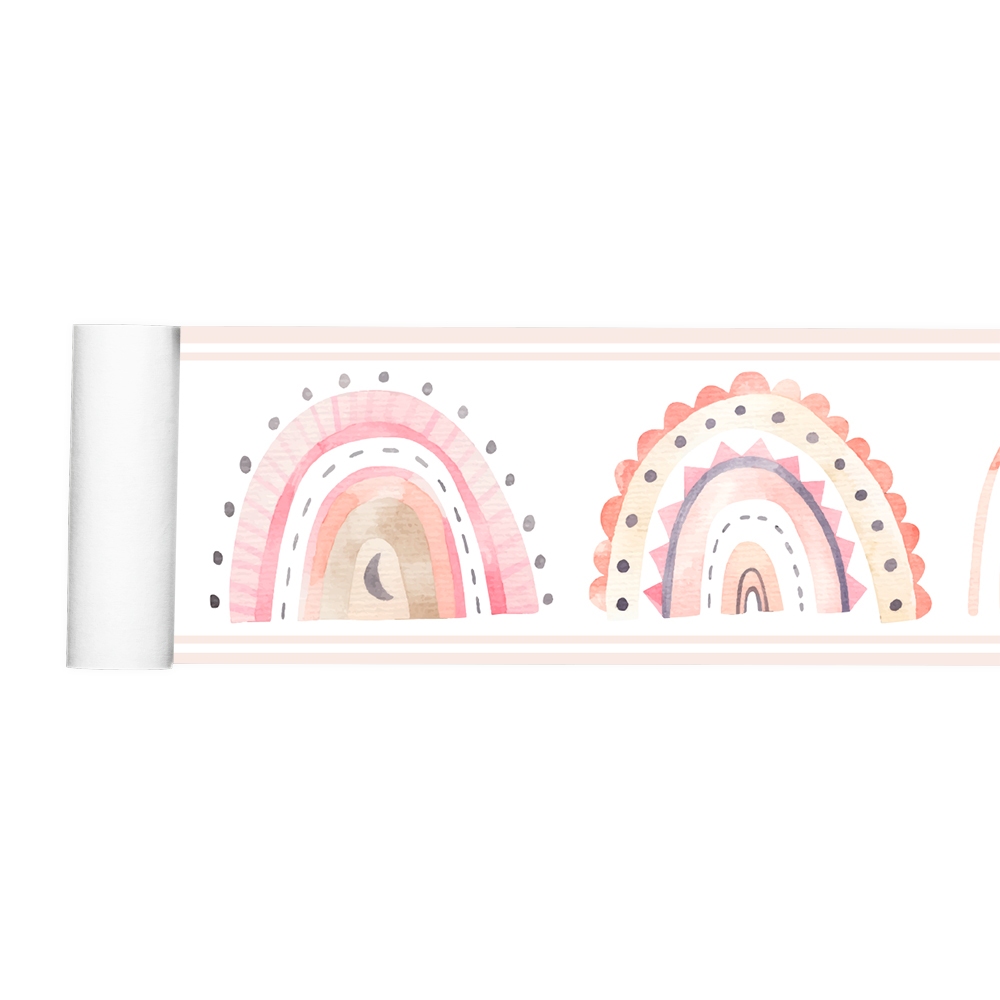 Faixa Decorativa Border Arco-Íris Boho Chic Aquarela Quarto 010bd