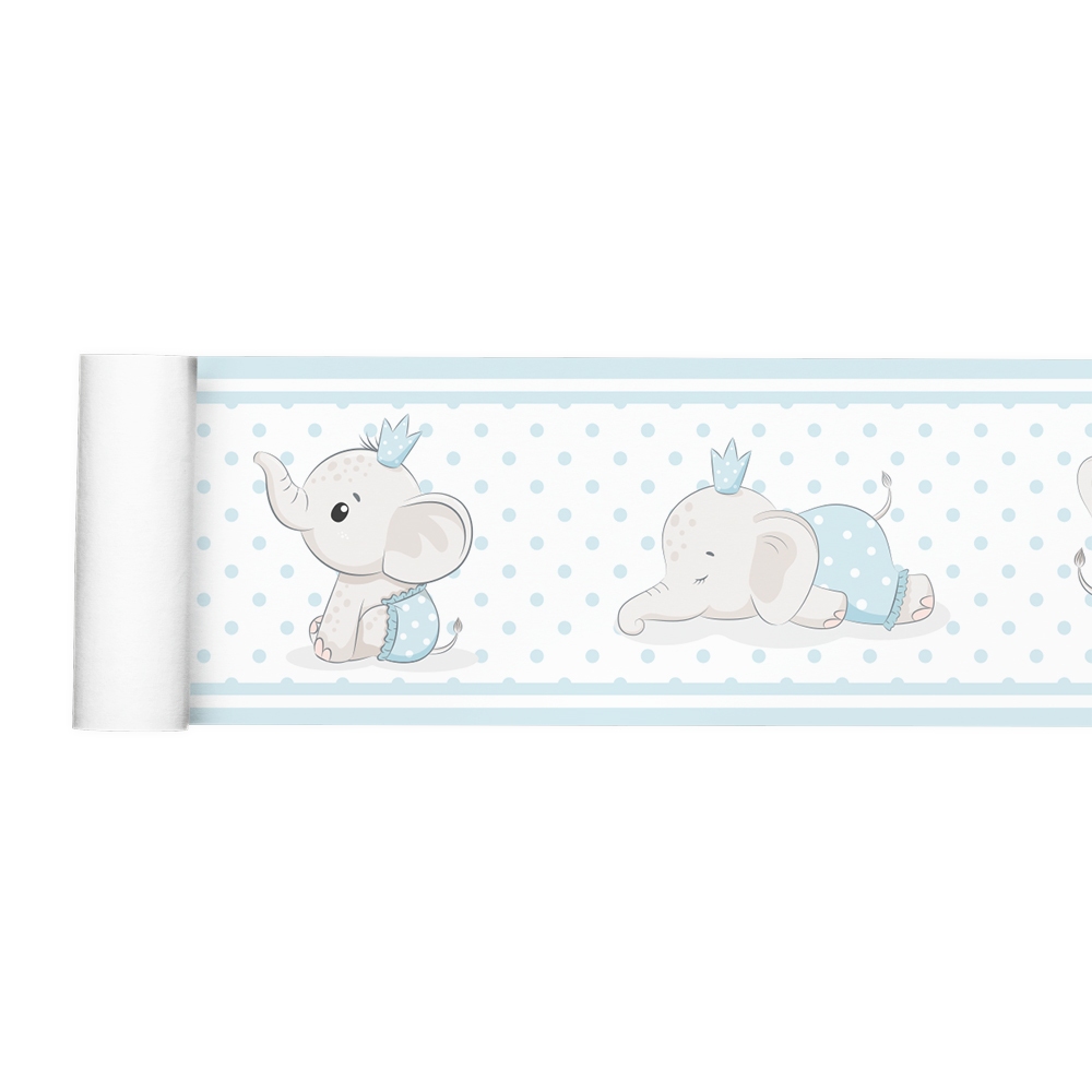Faixa Decorativa Border Elefante Animais Infantil Azul Quarto Menino 006bd