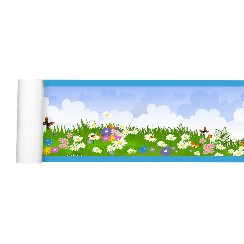 Faixa Decorativa Border Campo Jardim Flores Grama Infantil Quarto Escola 021bd