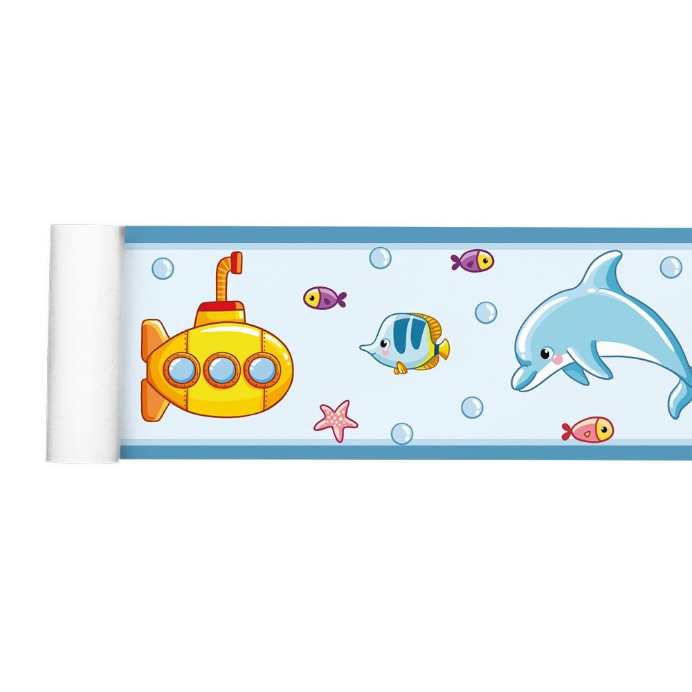Faixa Decorativa Border Fundo do Mar Infantil Bebe Menino Menina Quarto 001bd