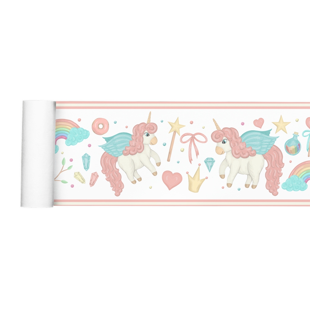 Faixa Decorativa Border Unicórnio Arco-Íris Infantil Menina Quarto 019bd