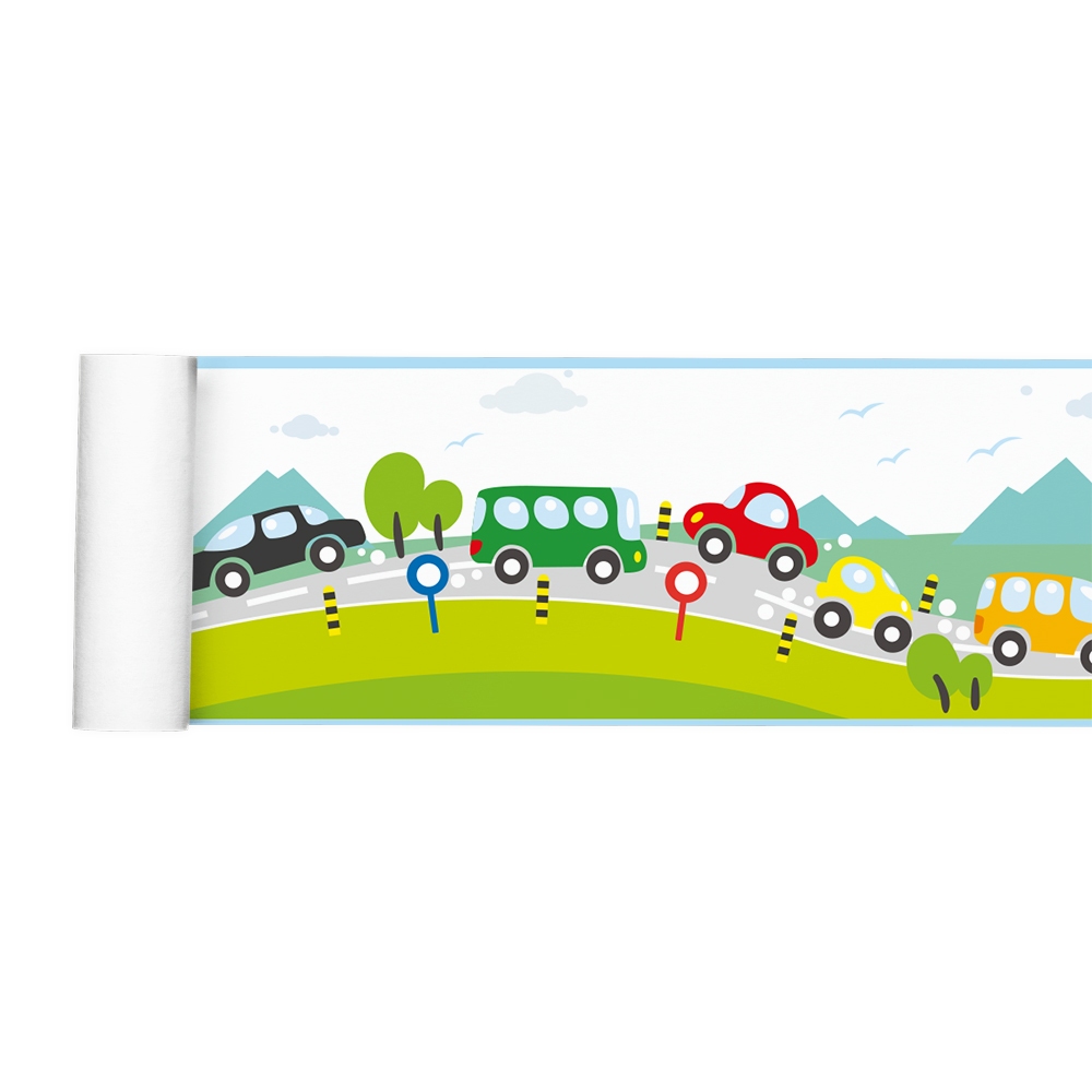 Faixa Adesiva Decorativa Border Trânsito Carrinhos Menino Infantil quarto 018bd