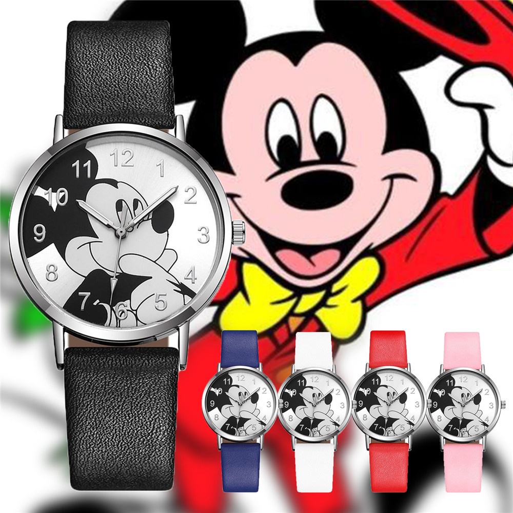 Desenho Animado Mickey Mouse Fashion Casual Quartz Watch Relógio Digital LED Para Crianças Boy Girl Kids Gifts