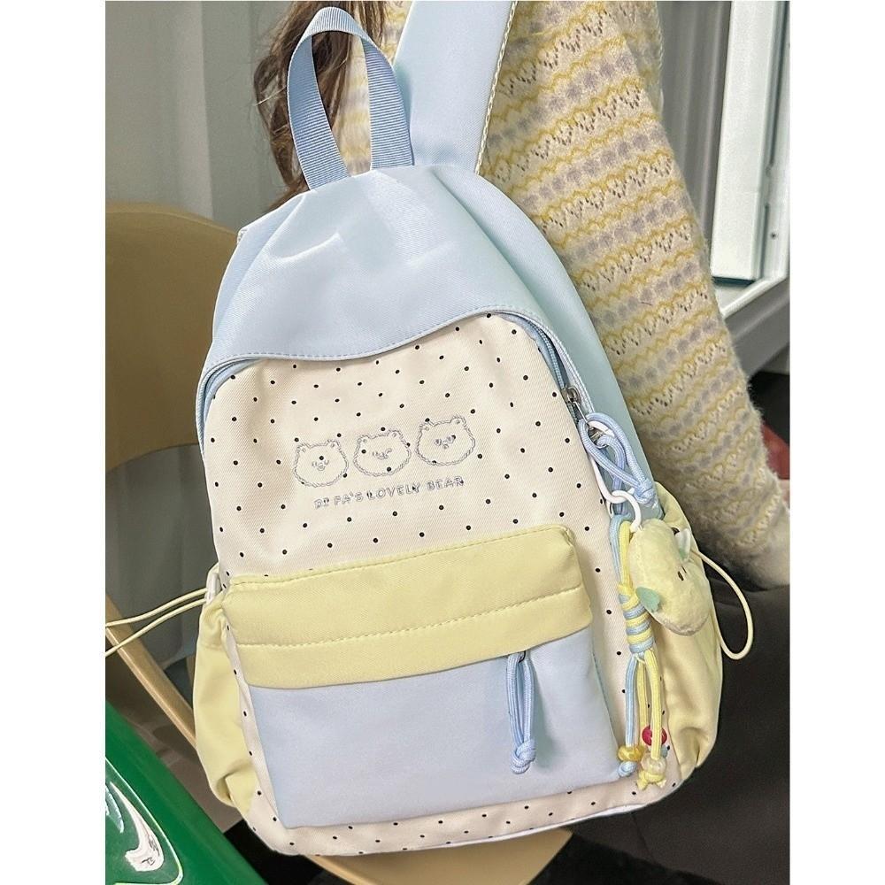 Bear Schoolbag , Mochila Multifuncional De Bolinhas De Grande Capacidade , Mochilas Pretas Leves Para Estudantes