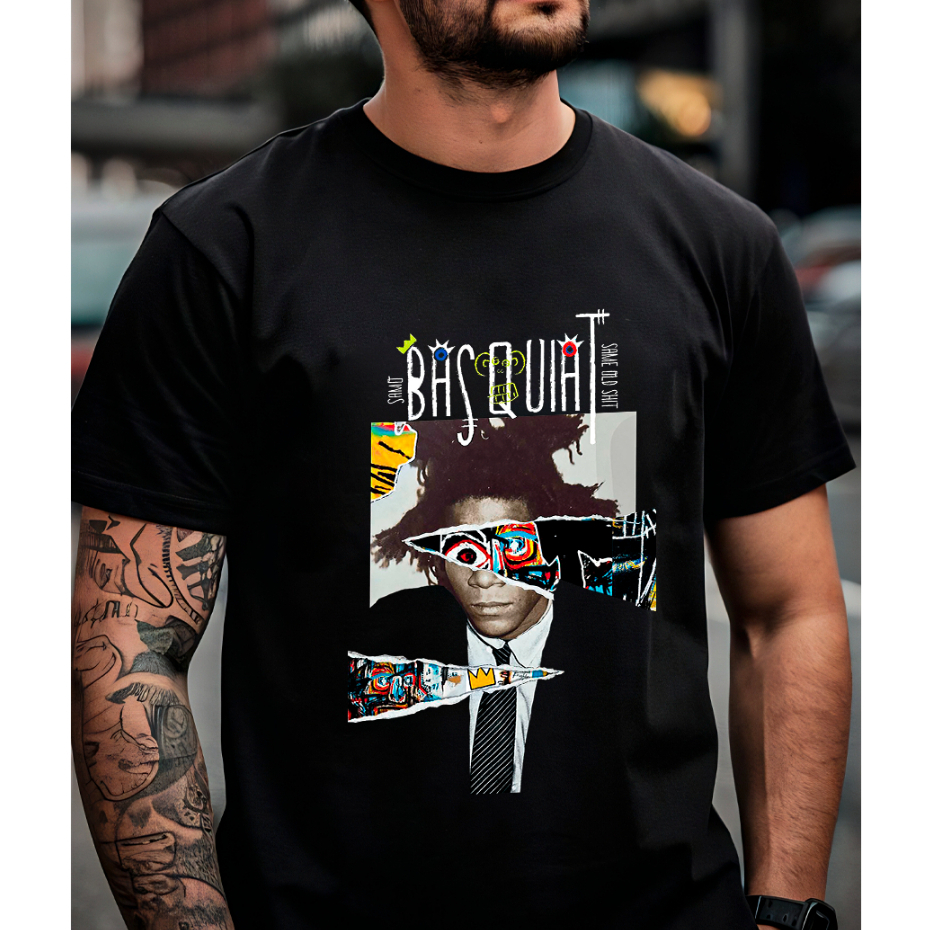 Camiseta BASQUIAT 100% Algodão Unissex Coleção Arte Moderna Jean-Michel Basquiat Camisa Streetwear