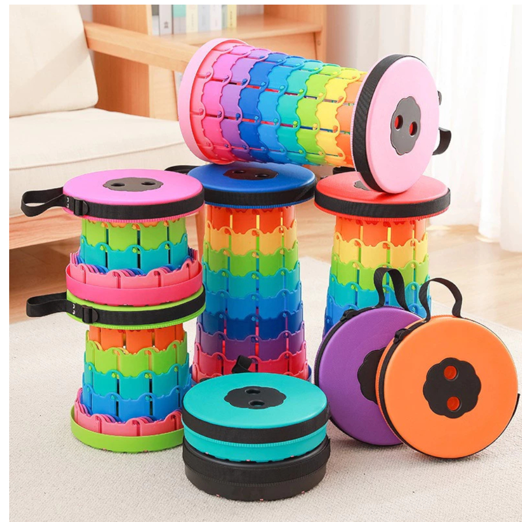 Banqueta Banco Retrátil Portátil com Alça Telescópica Banquinho Dobrável Ajustável Pesca Camping Caminhada