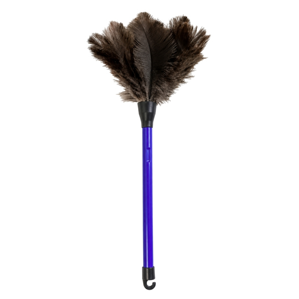 1 Espanador de Pó com Penas Naturais de Avestruz 40cm para Móveis Limpeza Suave Premium Multiuso