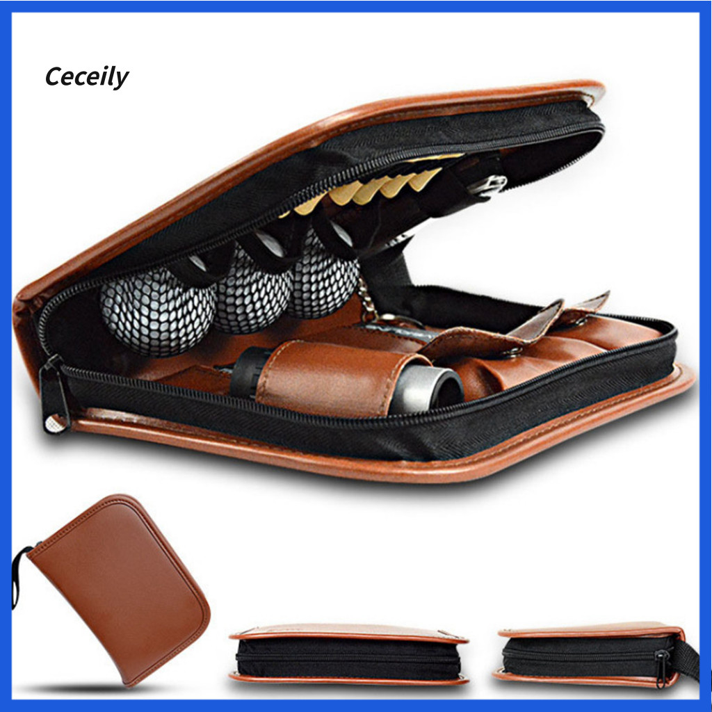 Golf Bag with Compartments Gear Multi-functional Accessories Organizer – Capacity Faux Leather Ball Tee Rangefinder Br