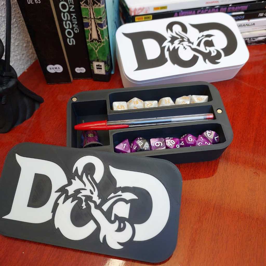 Case para Dados RPG com Fecho Magnético – Compartimentos para Miniatura, Dados e Caneta | DnD