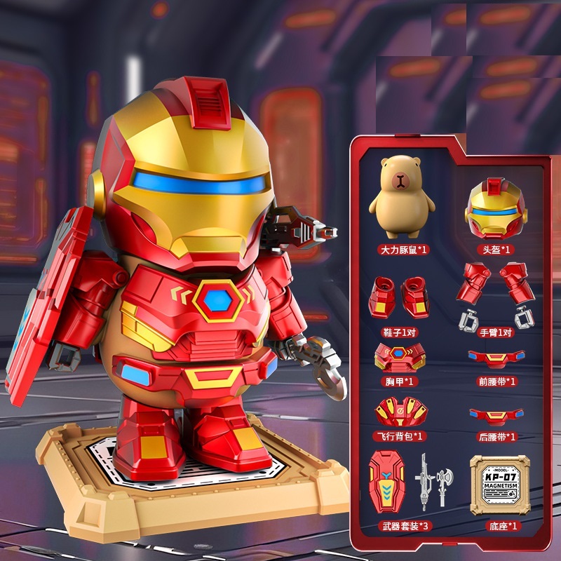 Aço magnético Mecha Kapibara diy deformação robô capivara boneca ornamentos criativos brinquedo masculino