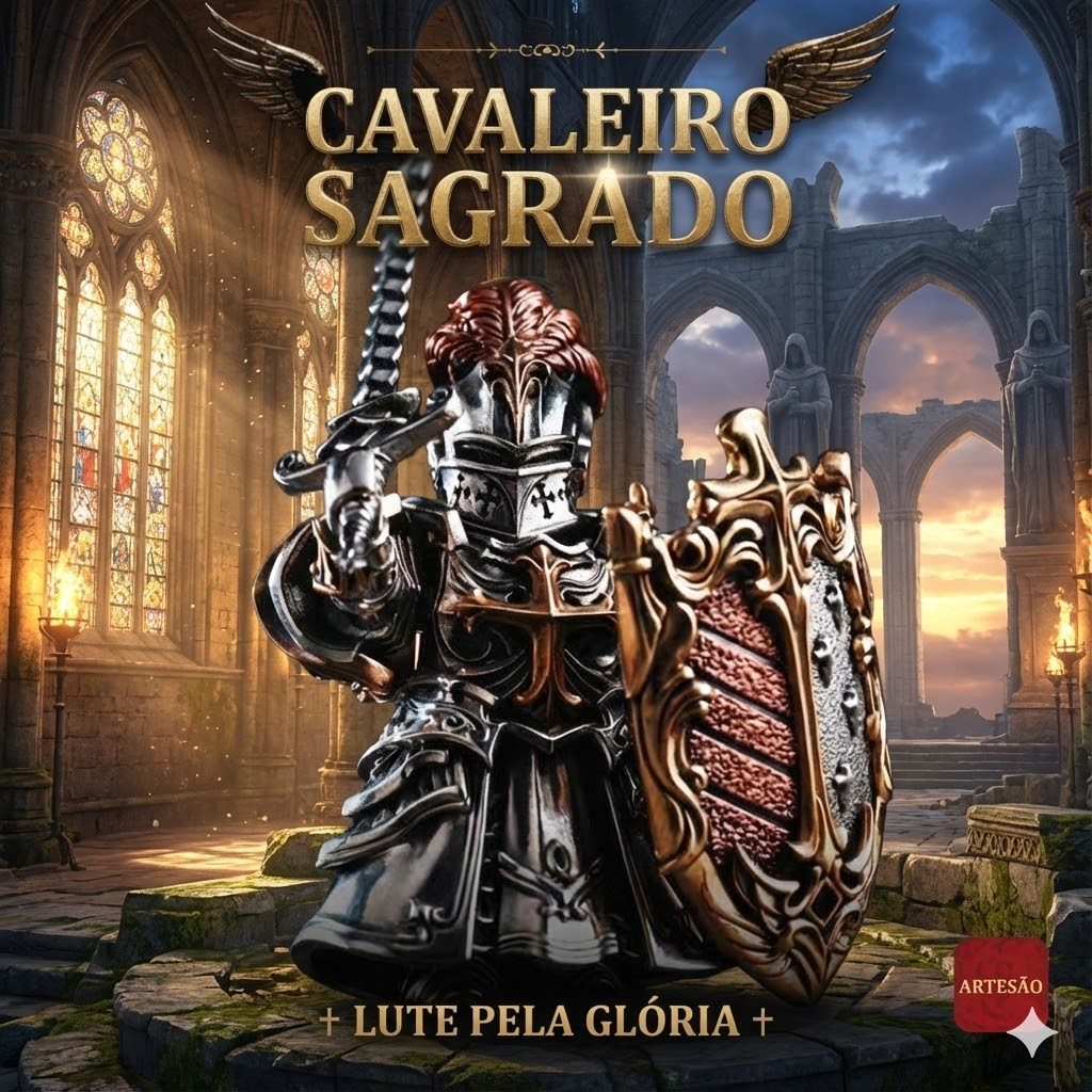 Figura Cavaleiro Armadura Sagrada Magnética Bronze Decoração Mesa Presente