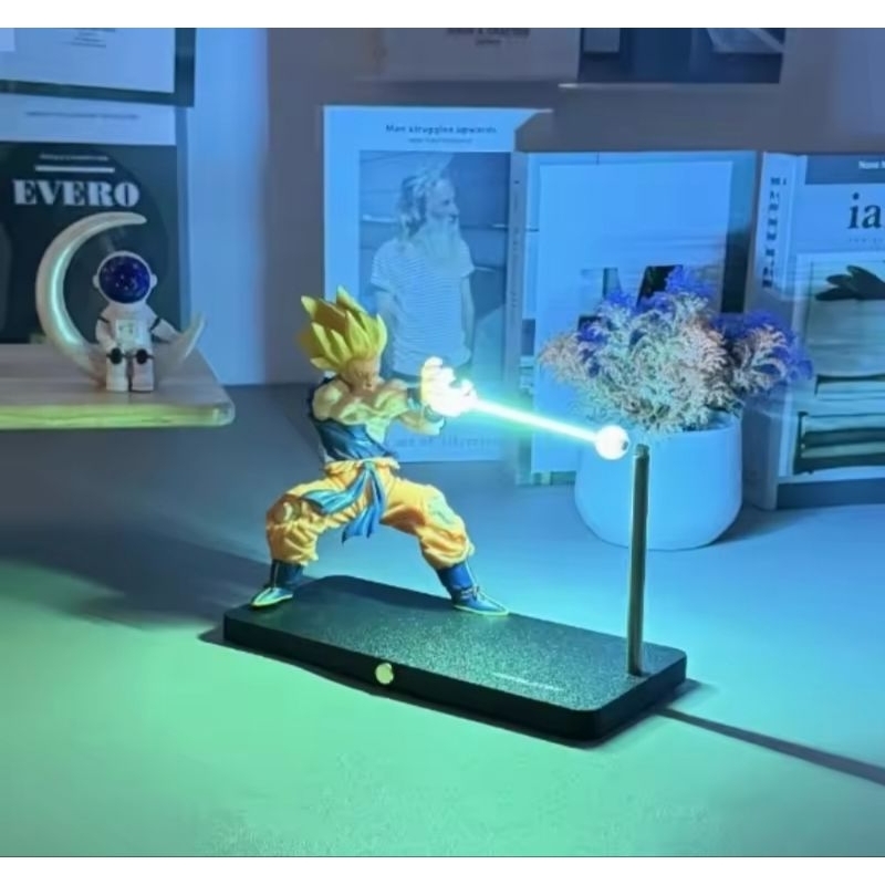 Boneco Goku Sayajin Kamehameha Led Touch Anime Magnético