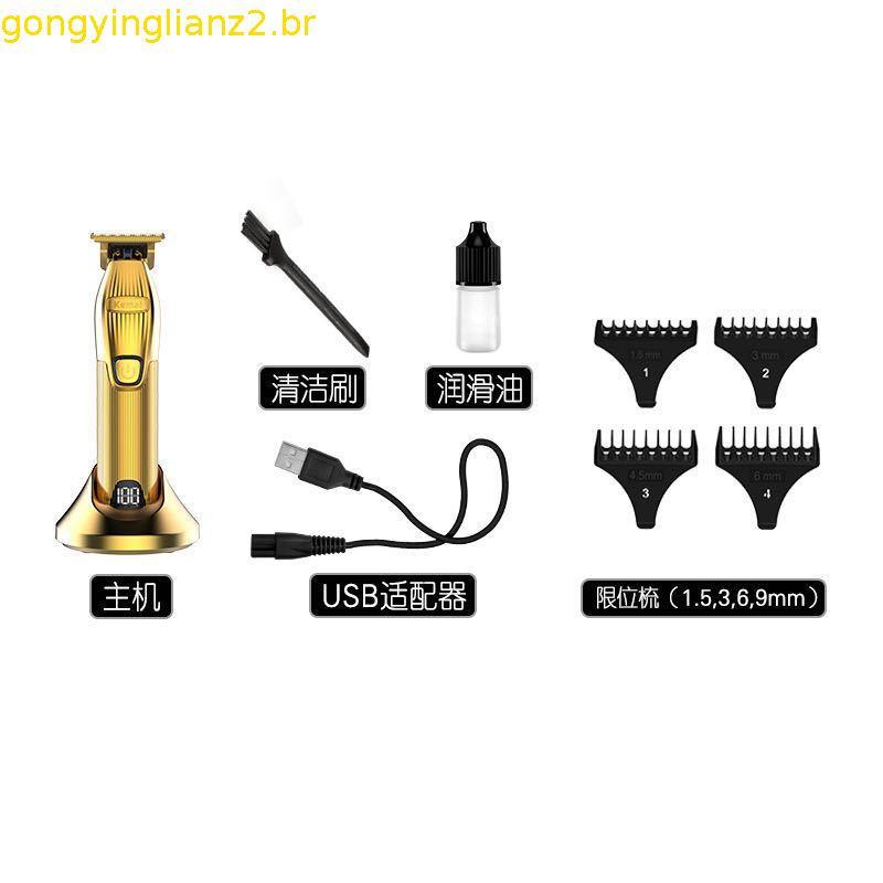 Kemei Hair Clipper Professional Trimmer Barbers Cordless Rechargeable Hair Cutting Grooming Kit T Blade LED Display Zer
