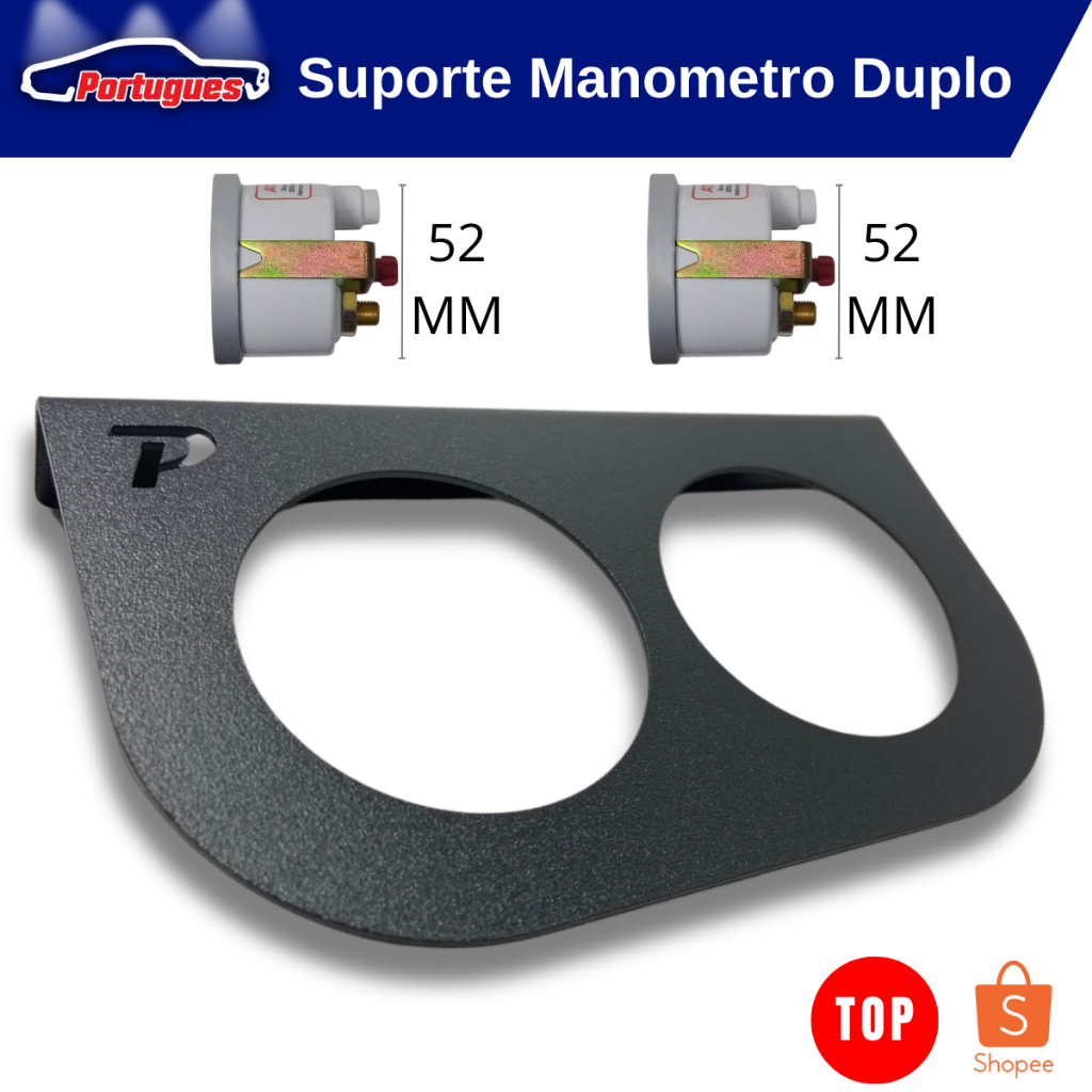 Suporte Manometro Duplo 52mm Pintura Eletrostatica de Alta Resistencia