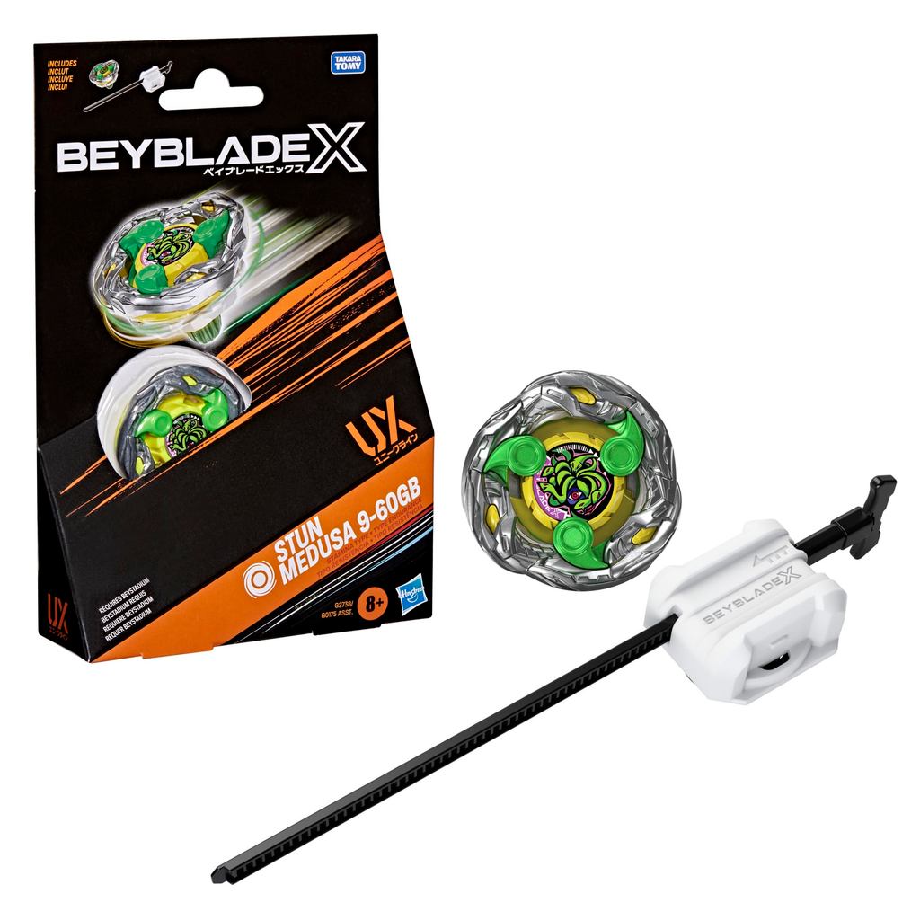 【direto do Japão】 Conjunto inicial Beyblade X Stun Medusa UX da Takara Tomy. Inclui pião de resistência e lançad