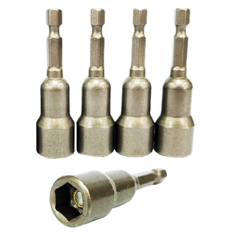 Jogo Soquete  Canhão 5 Peças 13x65mm Ponta Ponteira Magnético Sextavado- 13mm