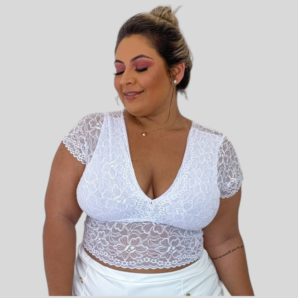 Cropped Plus Size de Renda (Nara)