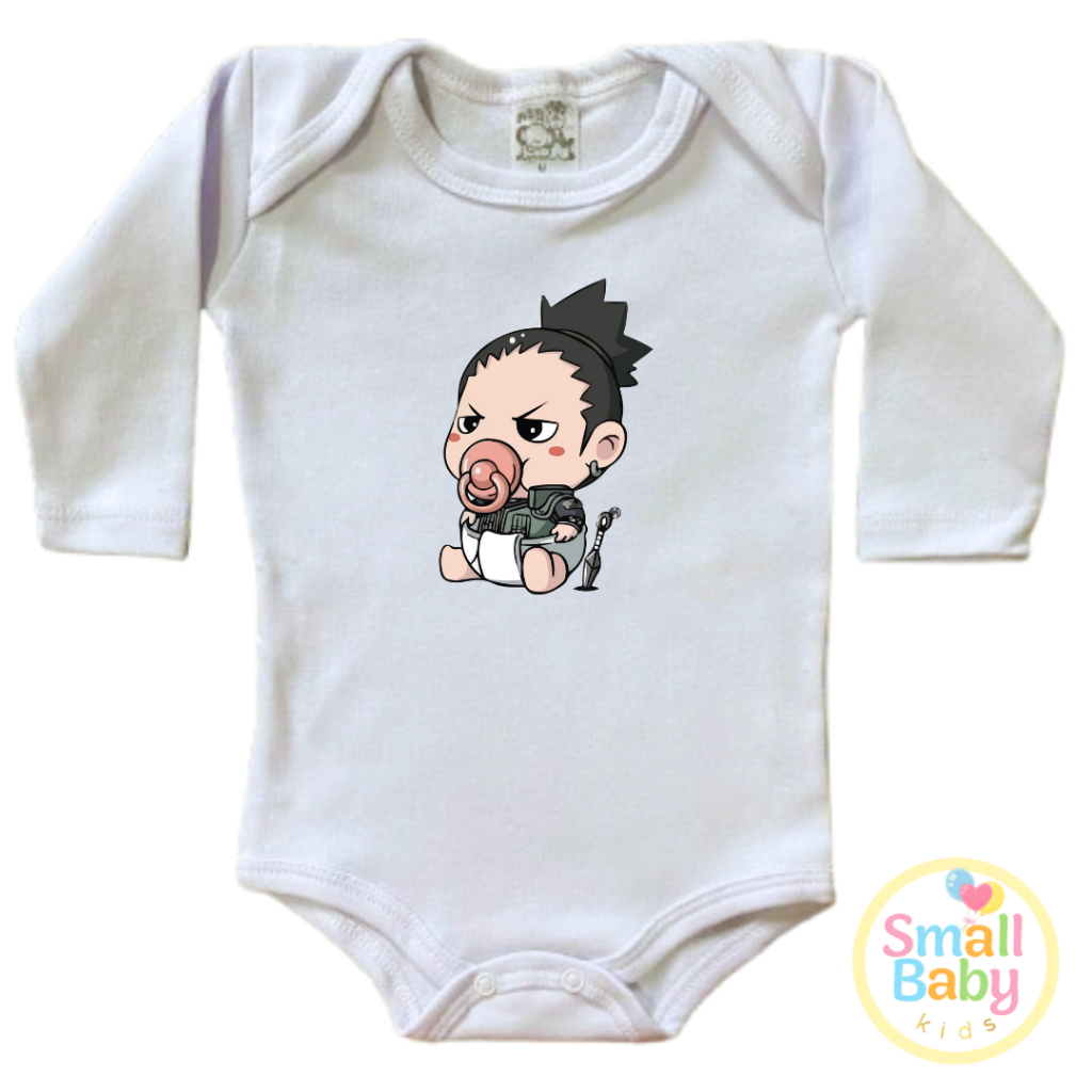 Body Bebe Infantil Naruto - Shikamaru Nara Manga Longa Algodão Mesversario