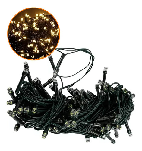 2 Pisca Pisca Com 50 Leds Warm 8 Funções Fio Verde 5m