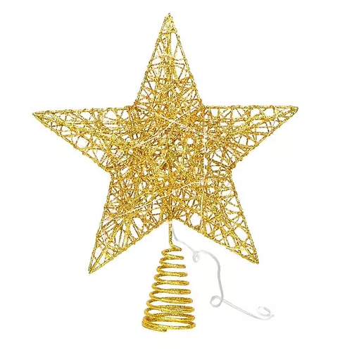 Estrela Ponteira Aramada 20 Leds Bivolt Warm Dourado Metal