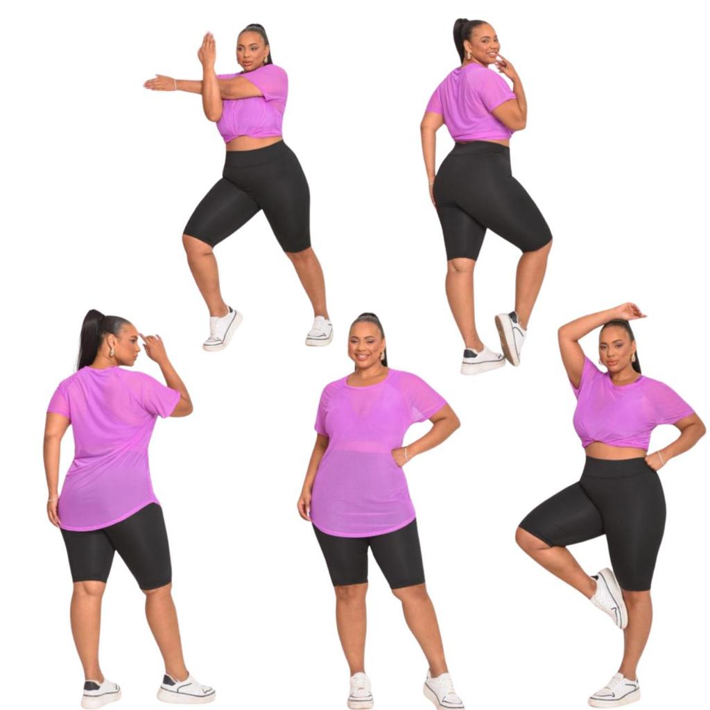 Kit 5 Long Line Alongada Tule Transparente Feminino Academia Fitnes