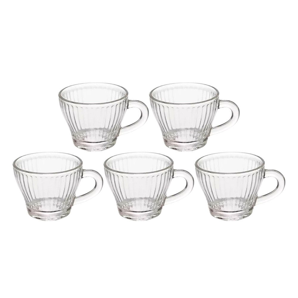 Jogo 5 Xícaras de Café Morocco Lines Vidro Transparente 90ml Em Casa Tem