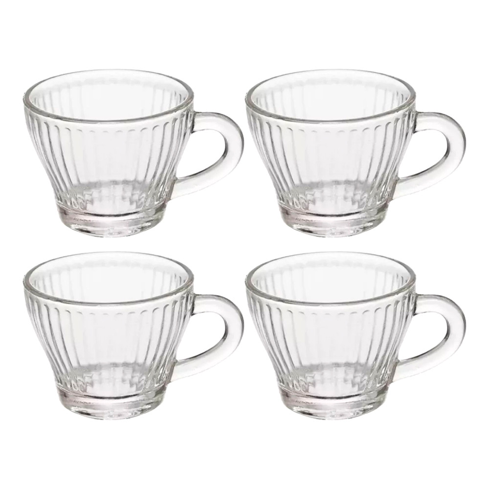 Jogo 4 Xícaras de Café Morocco Lines Vidro Transparente 90ml Em Casa Tem