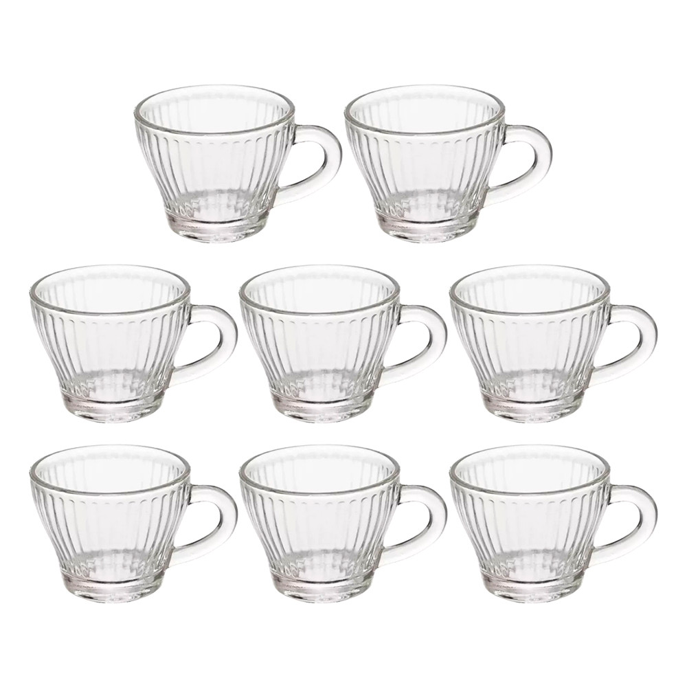 Jogo 8 Xícaras de Café Morocco Lines Vidro Transparente 90ml Em Casa Tem