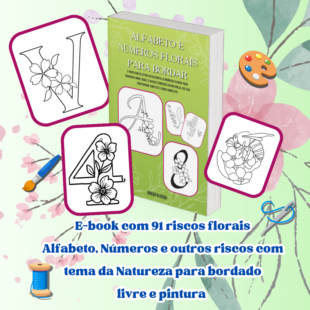 Alfabeto Floral para Bordado Livre