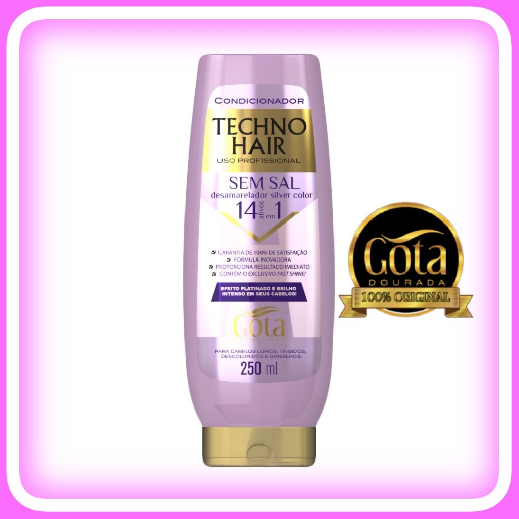 Condicionador Desamarelador Silver Color Techno Hair Gota Dourada Profissional 250ml