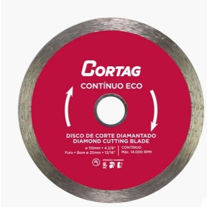 Disco Diamantado Continuo Eco Refrigerado (diametro 110mm / Furo 20mm) 61548 Cortag